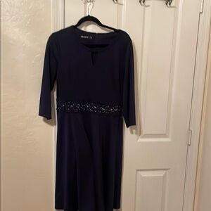 Lands' End Blue A-Line Dress with Embellished Details